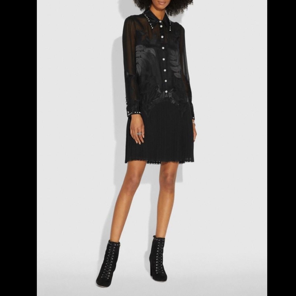 COACH Western Vintage Style Silk Lace Black Appliqué Dress Size 4 NEW